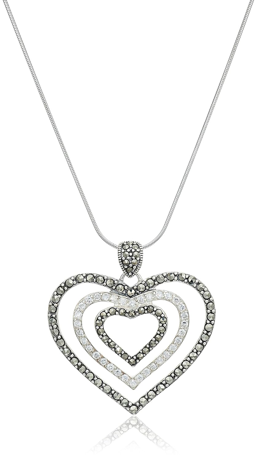 纯银白铁矿和*心形吊坠项链-珠宝首饰-亚马逊中国-海外购 美亚直邮